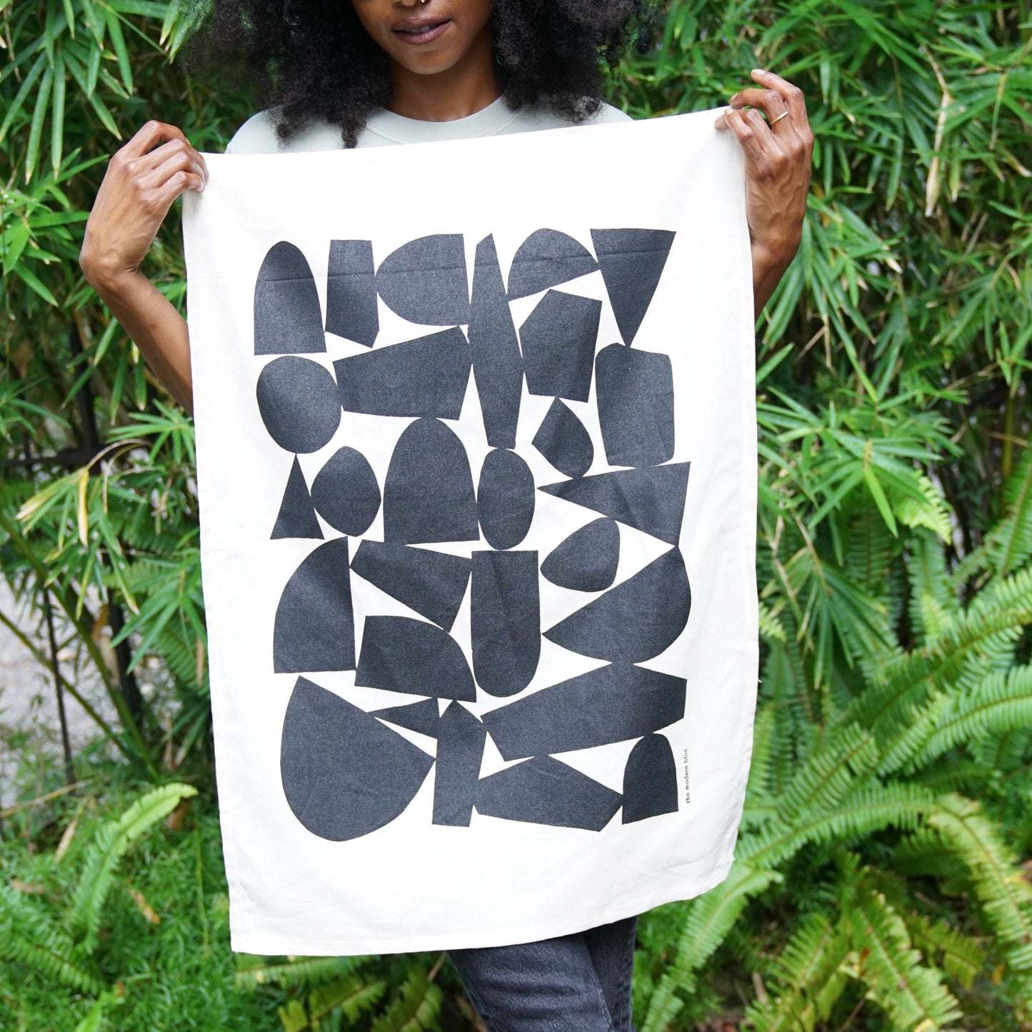 Constructed Shapes - Screen-Printed Natural Cotton Tea Towel