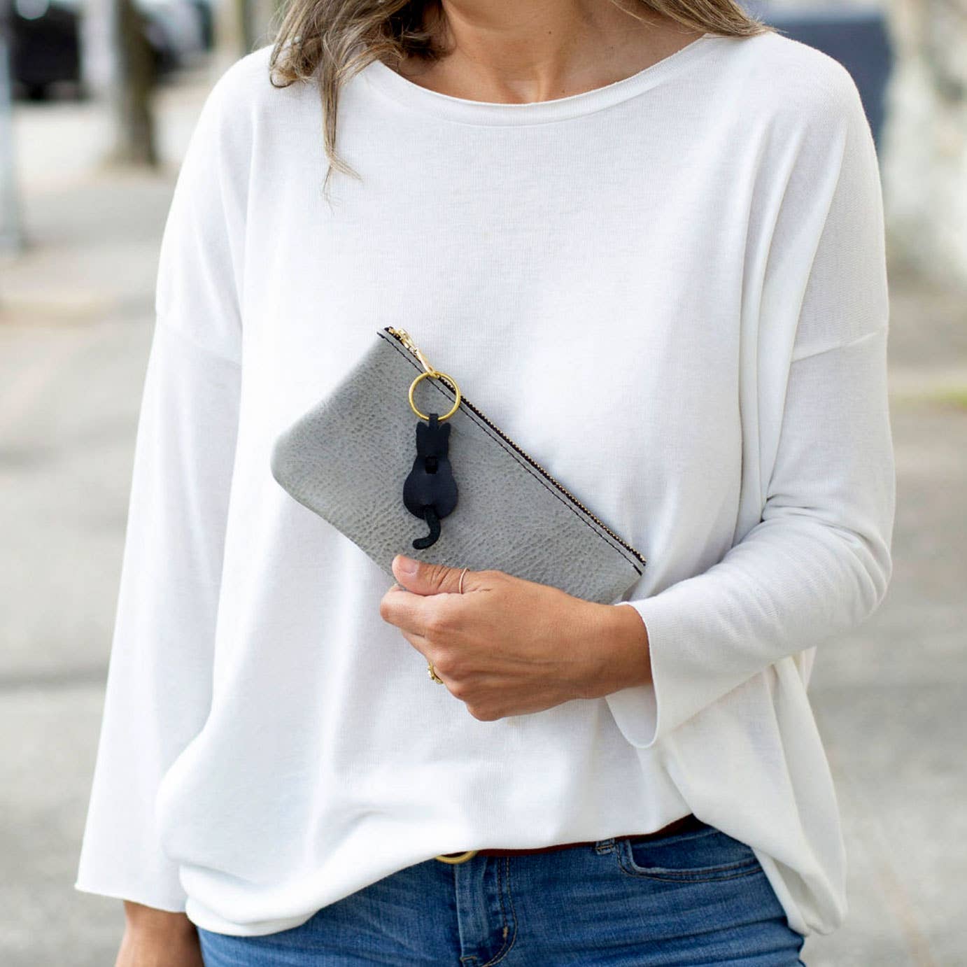 Cat Leather Key Ring