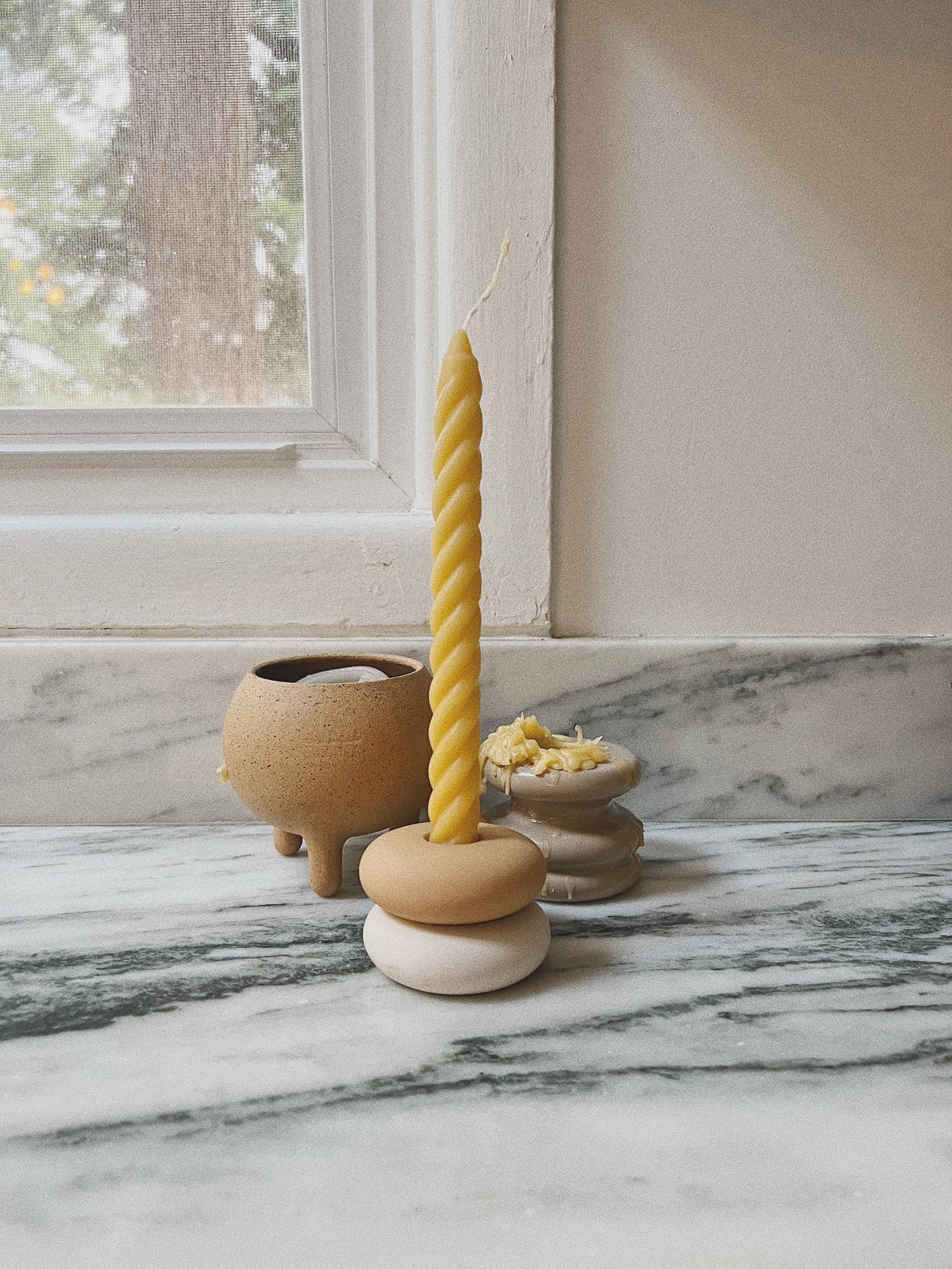 Pebble candle holder