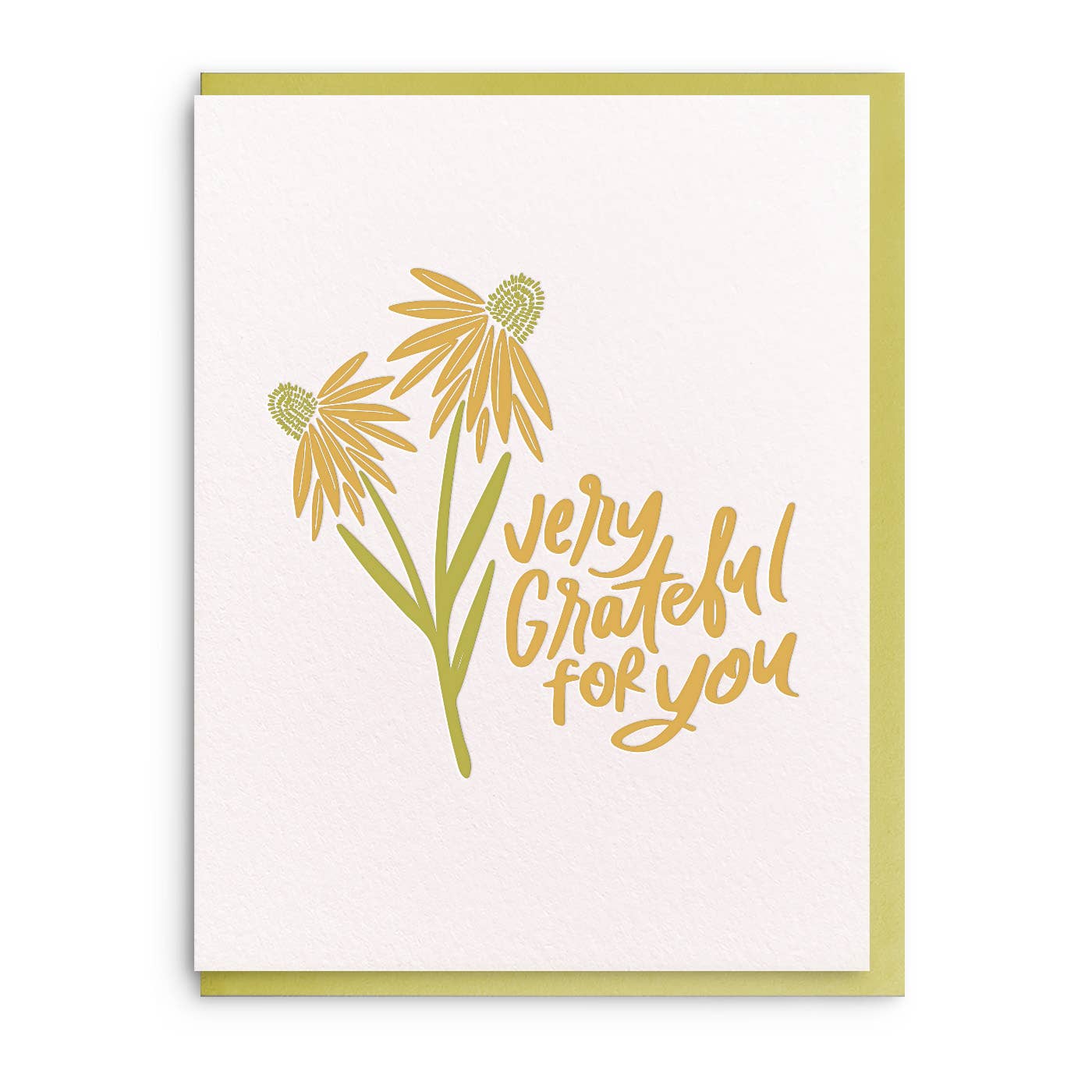 Grateful For You - Letterpress Thank You Greeting Card