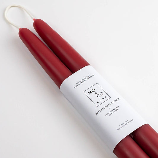 Berry Red | Dipped Beeswax Taper Candles | All Natural