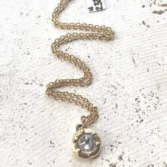 Simple hand casted crystal necklace gold layering jewerly