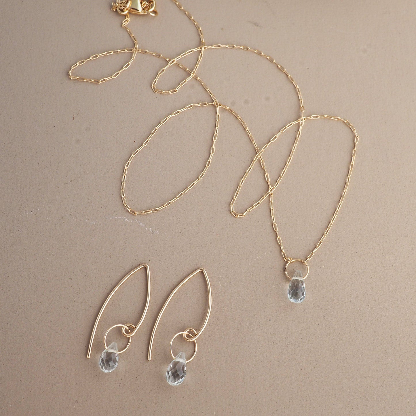 Aquamarine Droplet Necklace