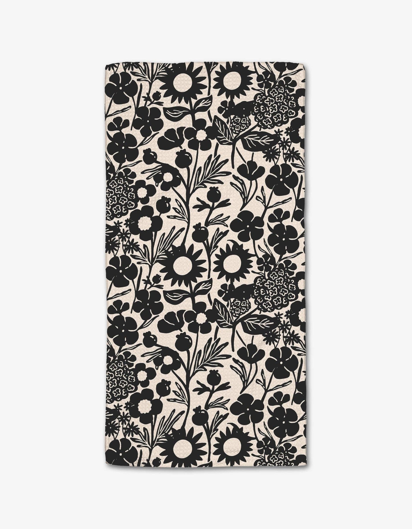 Black Flower Garden Bar Towel