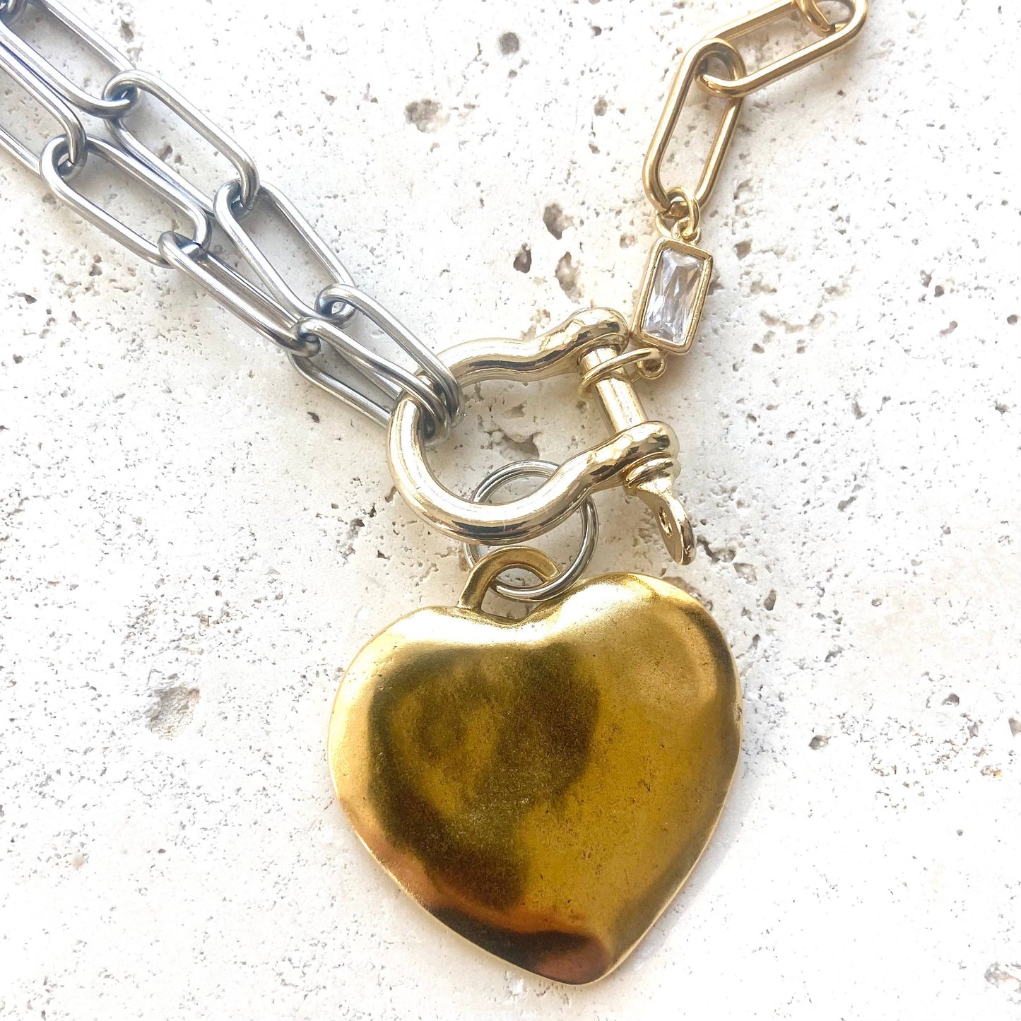 Edgy glam jewelry mixed metal jewelry stainless non tarnish