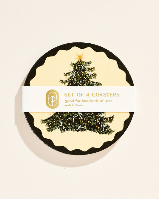 Classic Christmas Tree Coasters - Set of 4