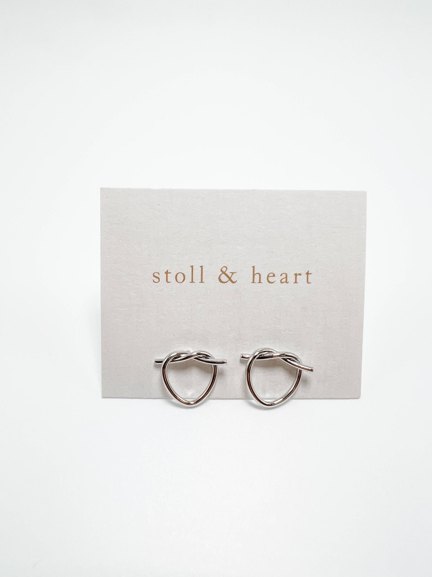 Heart Knot Studs - Silver