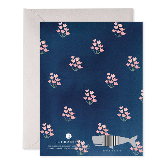Dainty Block Print Navy Birthday Greeting Card