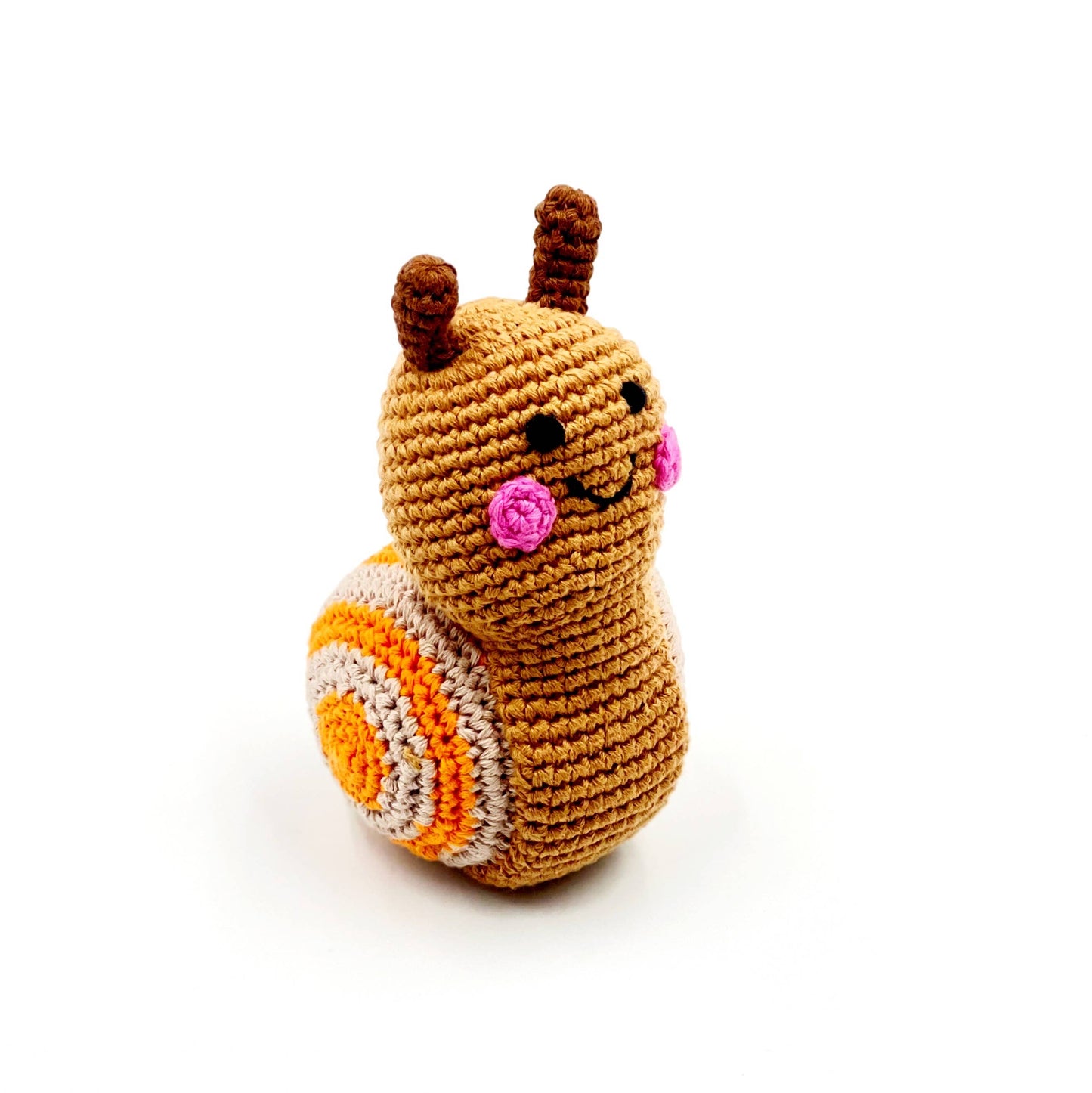 Baby Snail Rattle – Handmade Organic Cotton, Fair Trade Toy