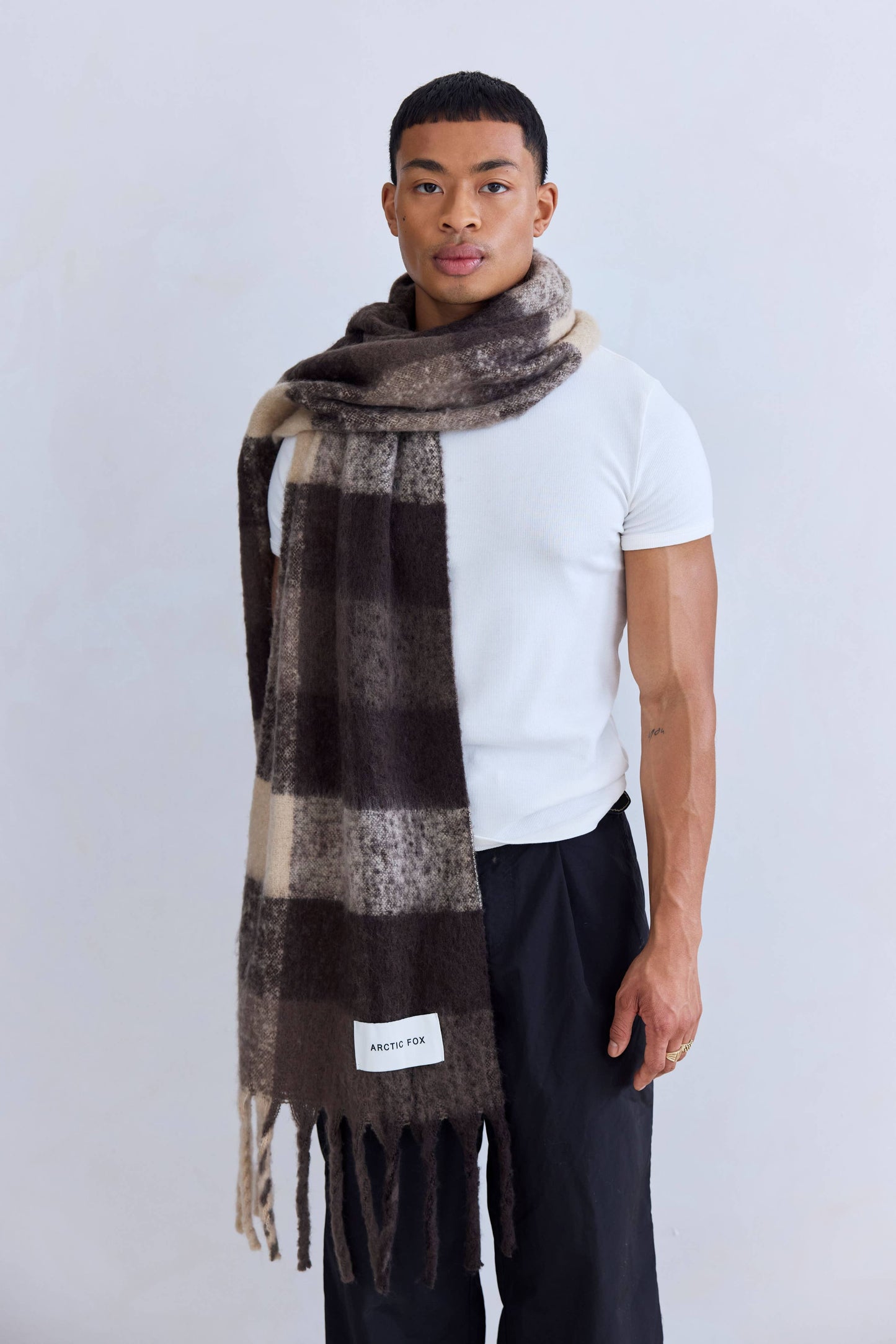 The Reykjavik Scarf - 100% Recycled - Brown Check - FW25
