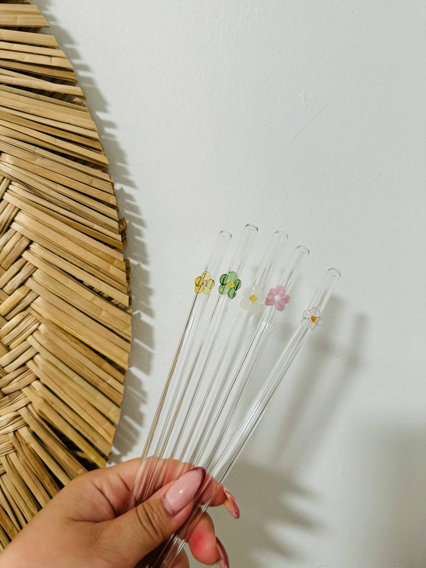 Flower Glass Straws | Reusable Glass Straws