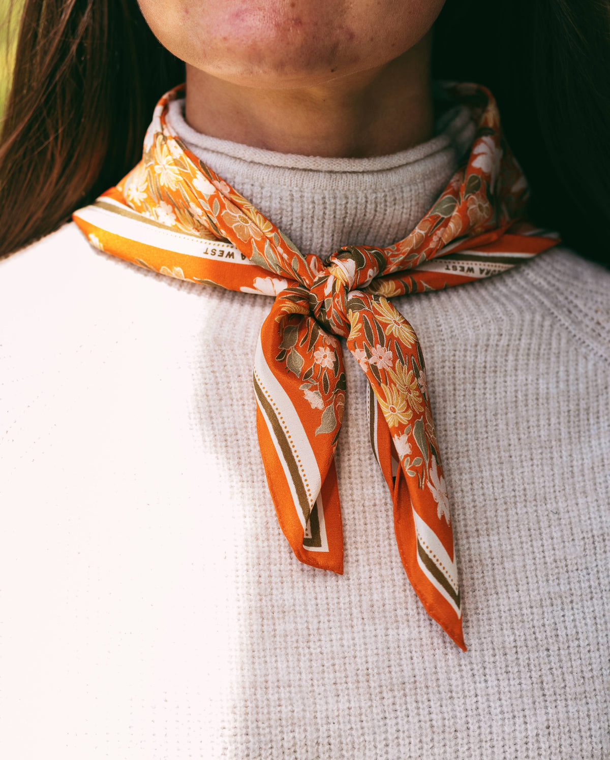 100% Silk Bandana Scarf - Botanical Garden Floral Western