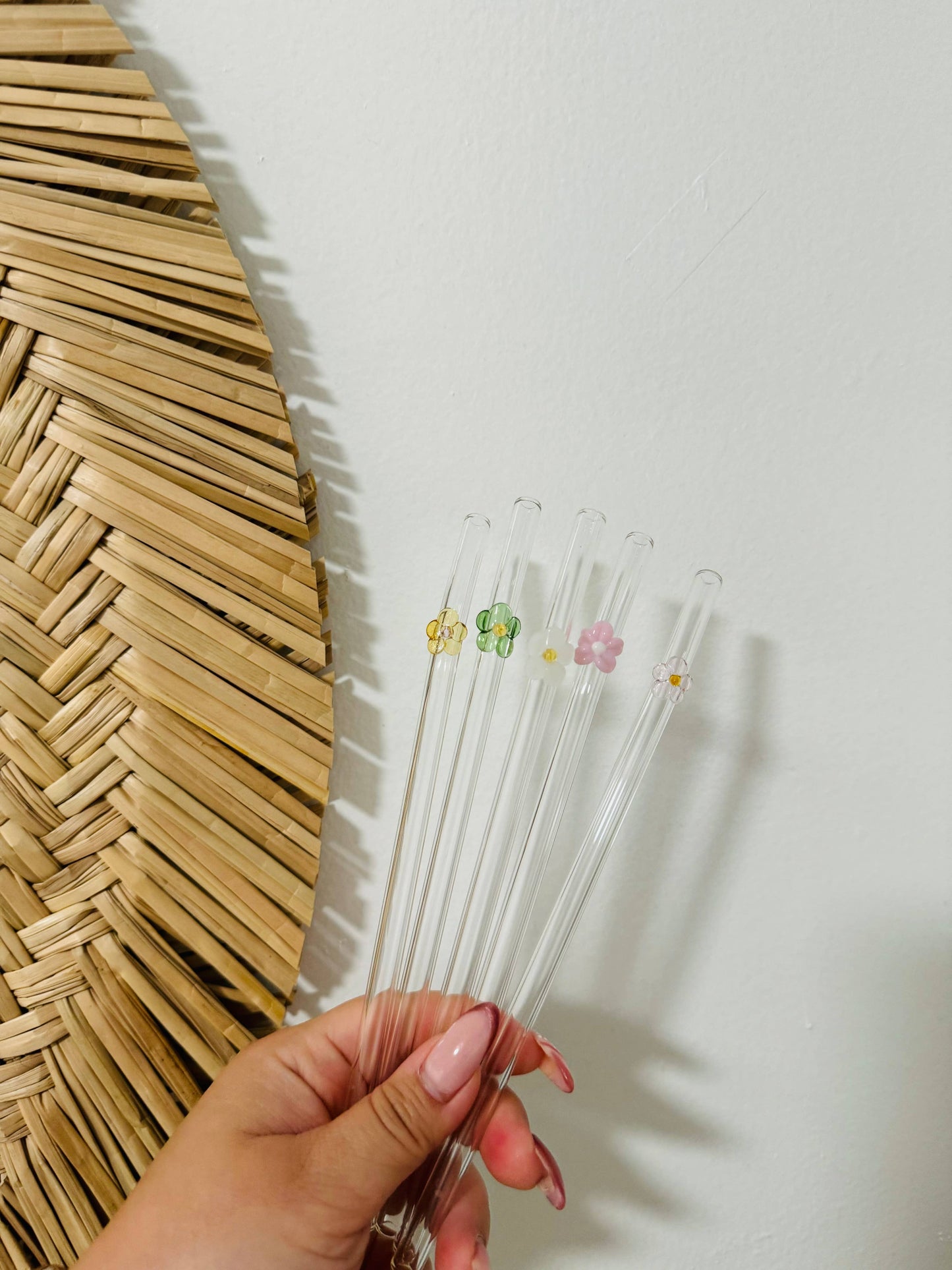 Flower Glass Straws | Reusable Glass Straws