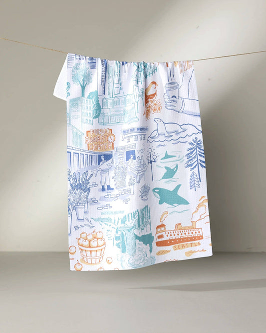 Seattle in Color Tea Towel