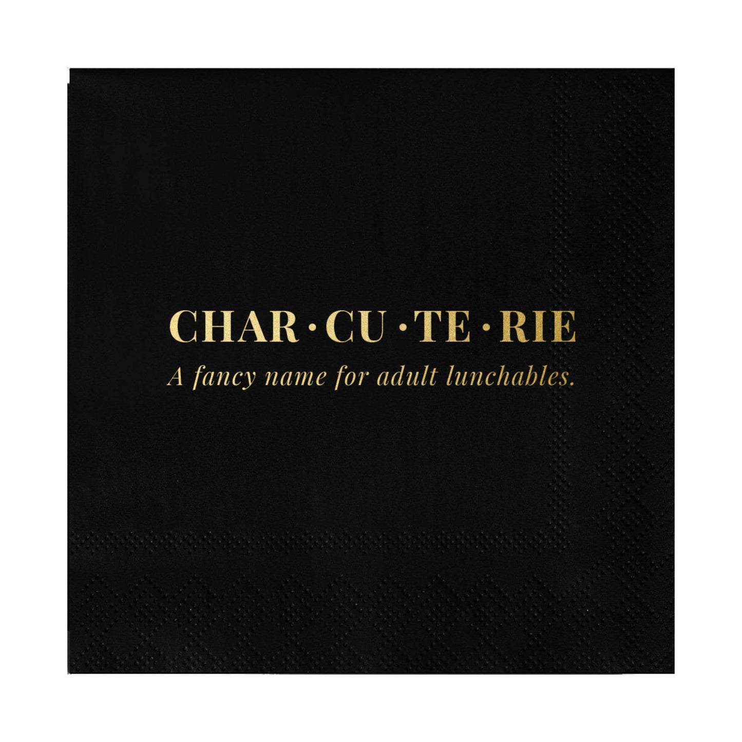 Charcuterie Cocktail Napkin, Black and Gold - Set of 20