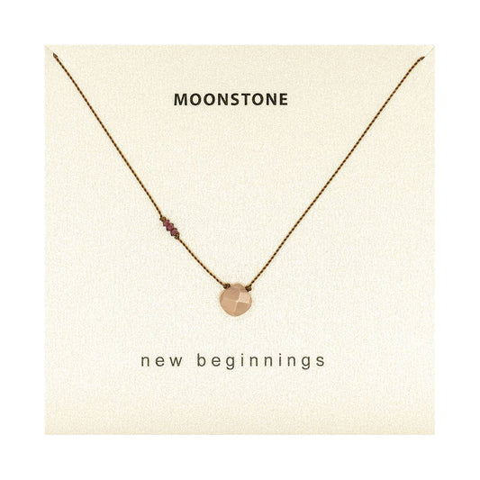 Peach Moonstone and Garnet New Beginnings Necklace