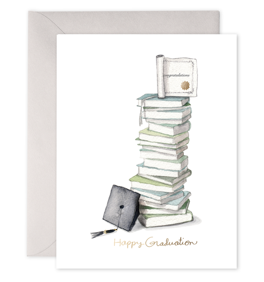 Grad Book Stack Greeting Card