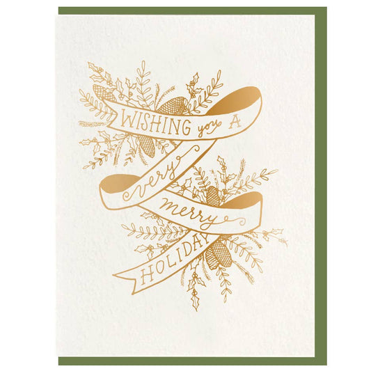 Holiday Ribbon - Foil Christmas Greeting Card