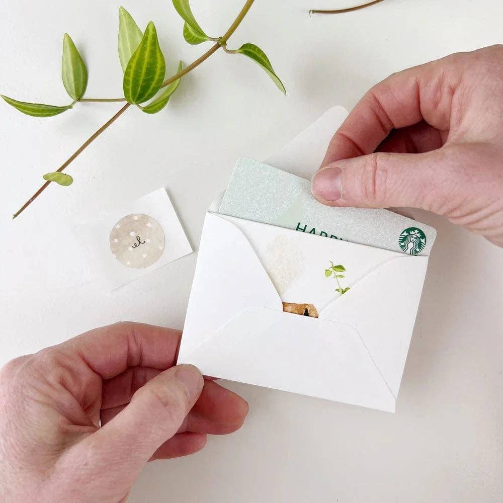 Garden rose stem mini enclosure notecard