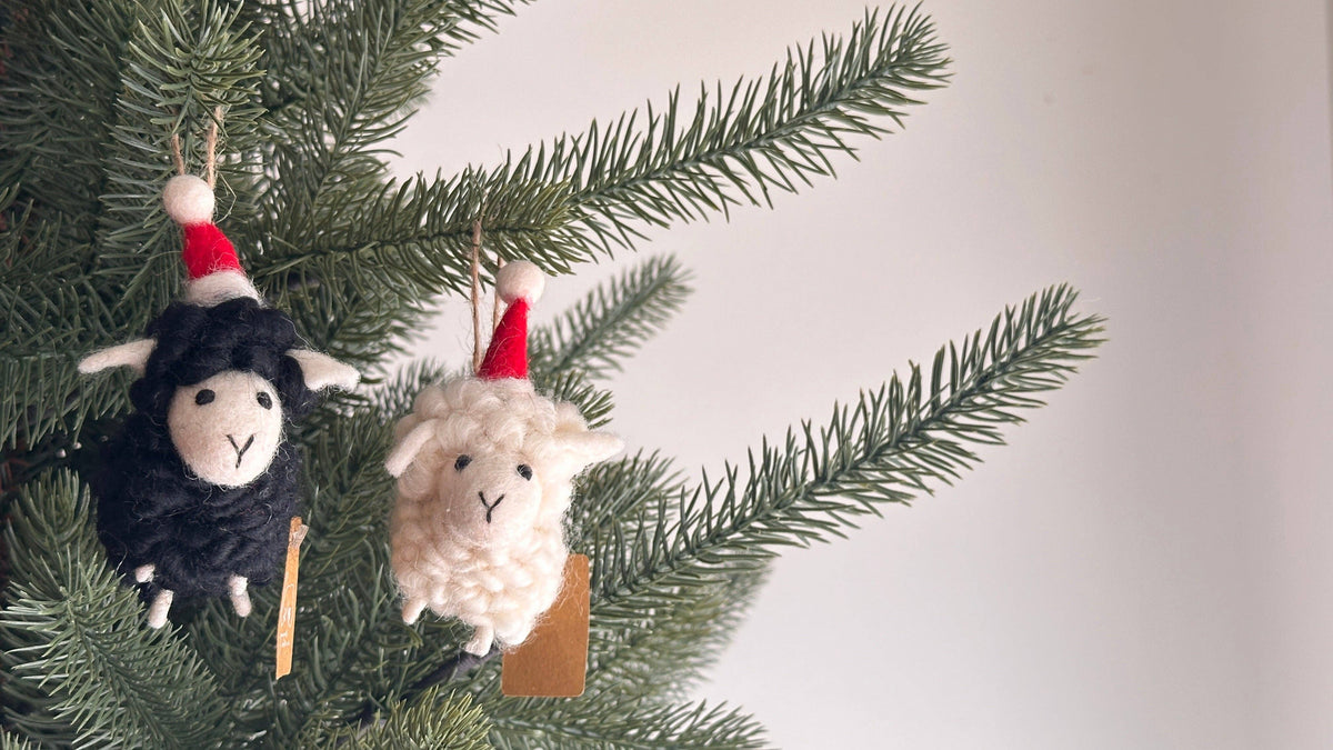 Felt Ornament - Sheep with Christmas Hat