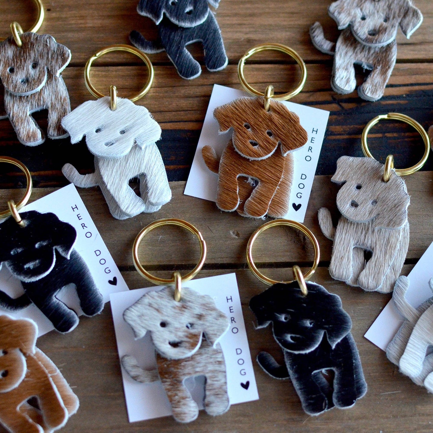 Dog Leather Keychain - Hair-On Leather (Hero Dog Collection)