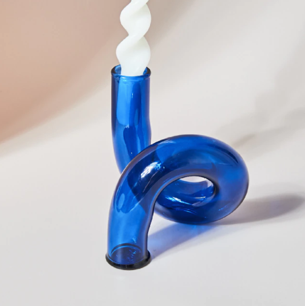 Twist Glass Candlestick Holder / Flower Vase