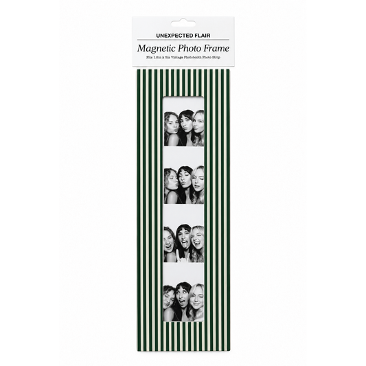 Magnetic Vintage Photobooth Frame - Green & Ivory Stripe