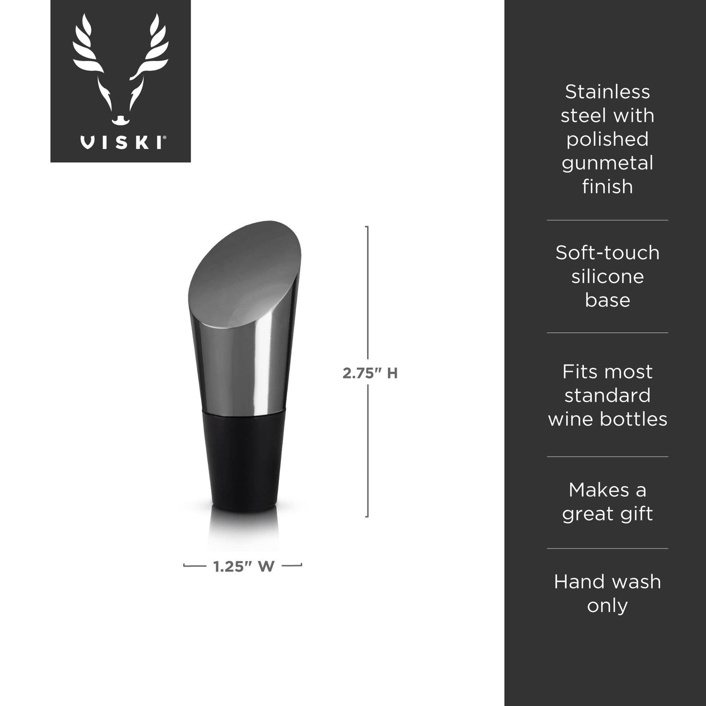 Warren™ Black Gunmetal Plated Heavyweight Bottle Stopper