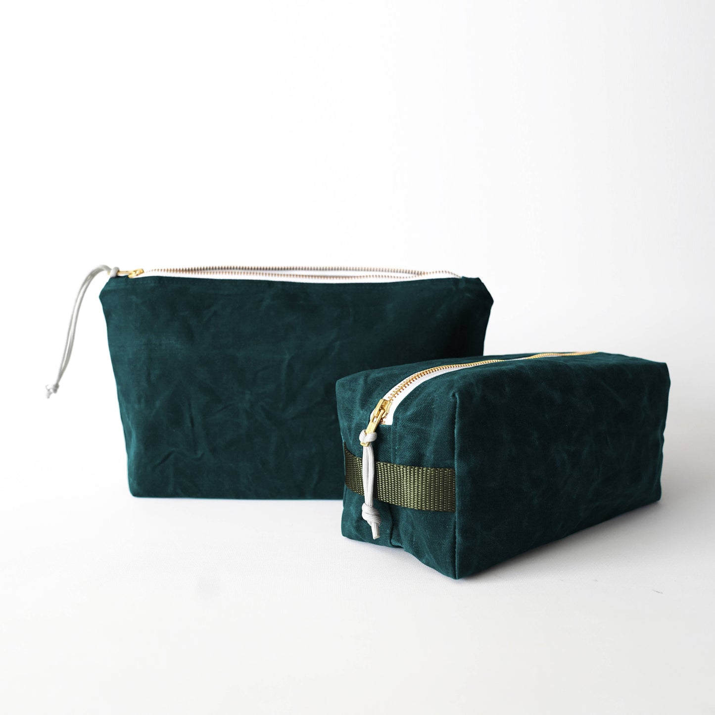 Waxed canvas cosmetic bag