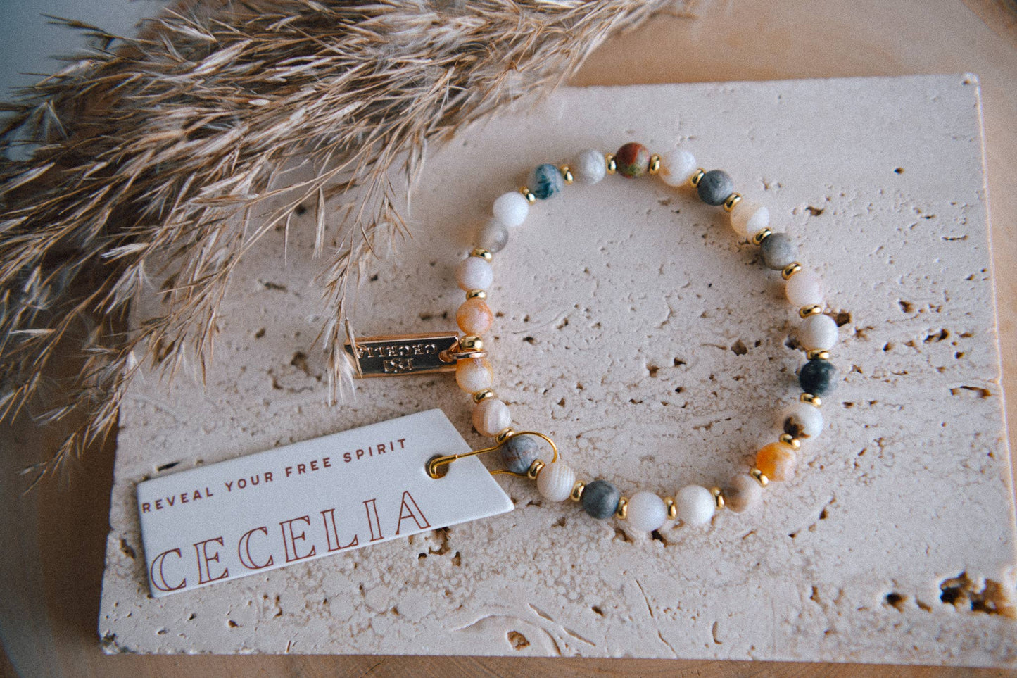 Genuine Gemstone and Gold Spacer Bead Bracelets