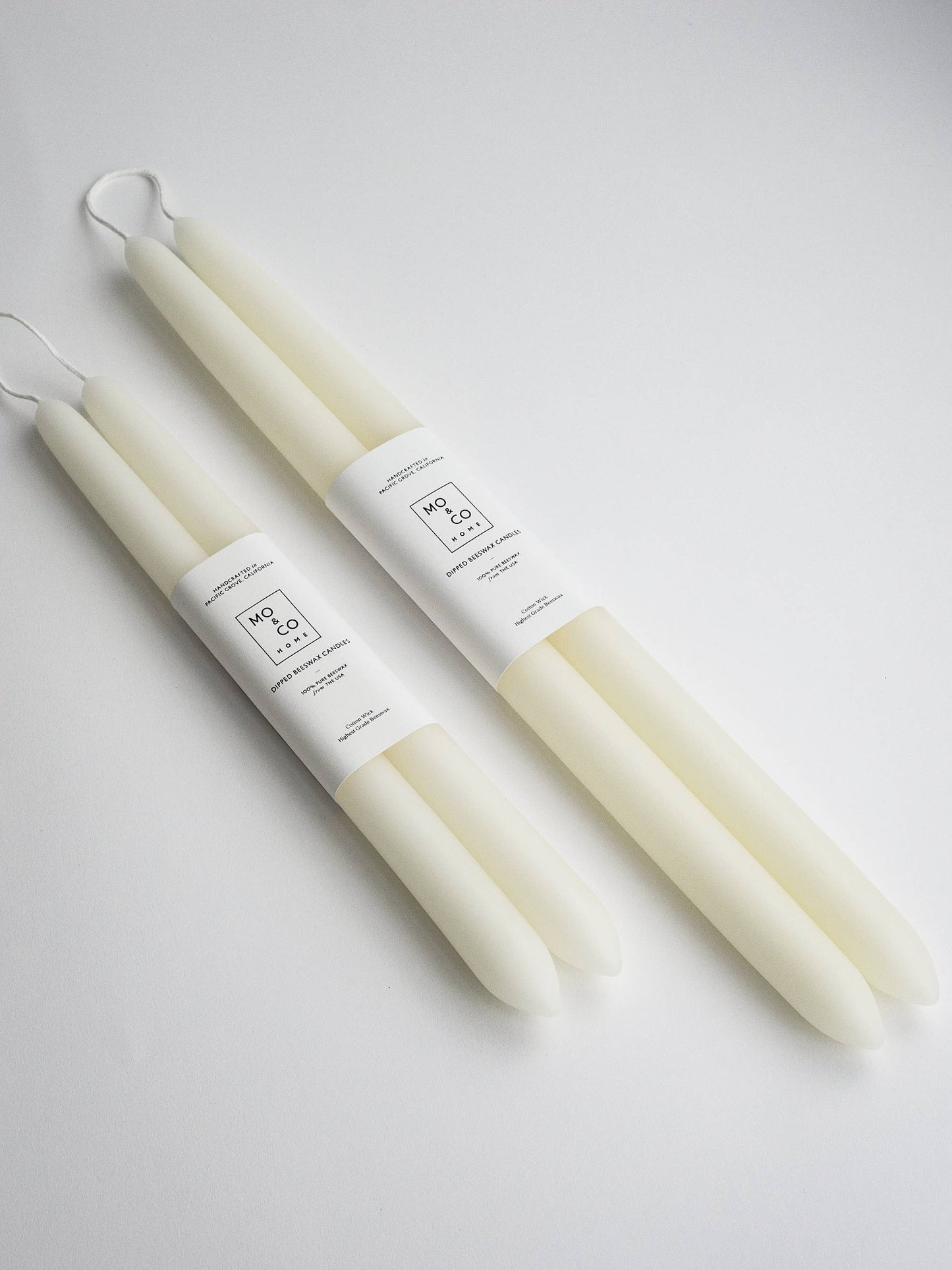 Natural White | Dipped Beeswax Taper Candles | All Natural