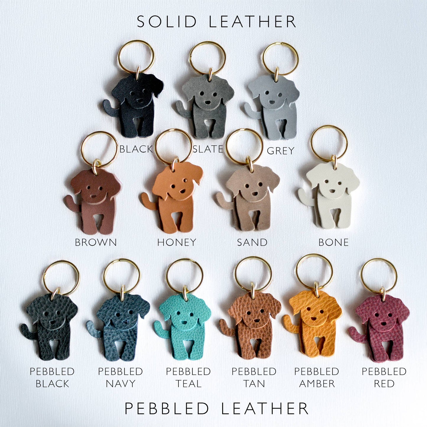 Dog Leather Key Ring - SOLID + SMOOTH Leather Options