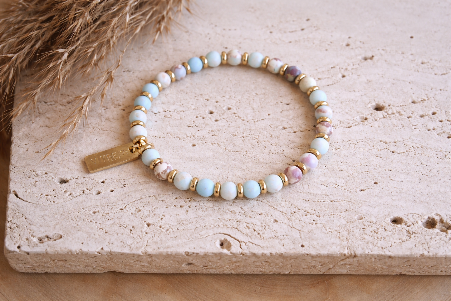 Genuine Gemstone and Gold Spacer Bead Bracelets