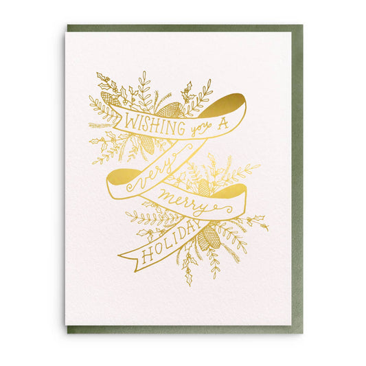 Holiday Ribbon - Foil Christmas Greeting Card