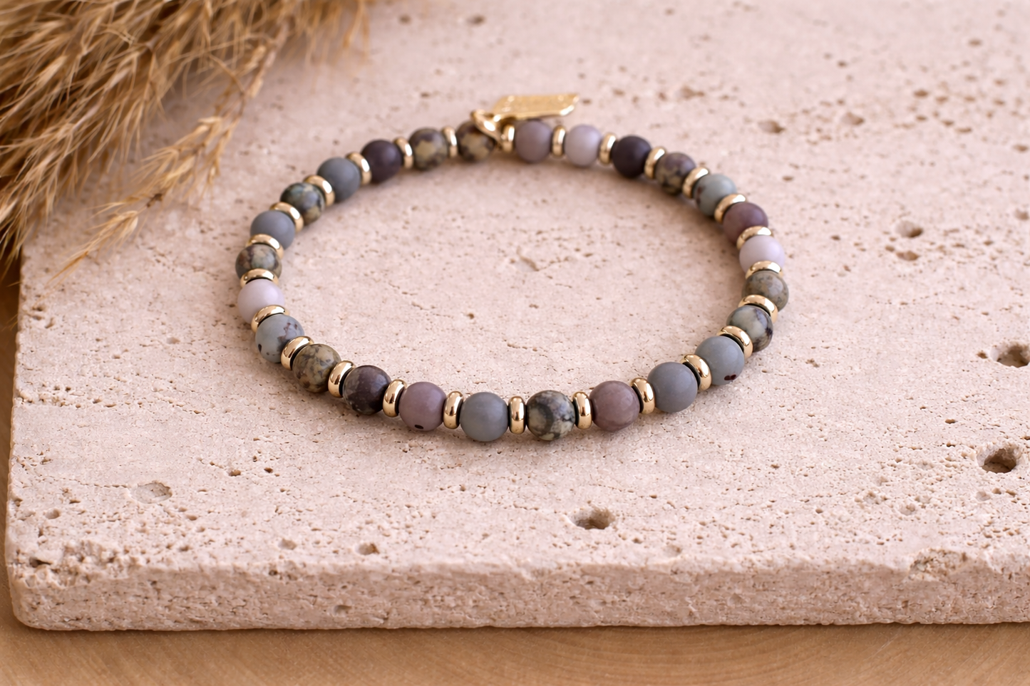 Genuine Gemstone and Gold Spacer Bead Bracelets