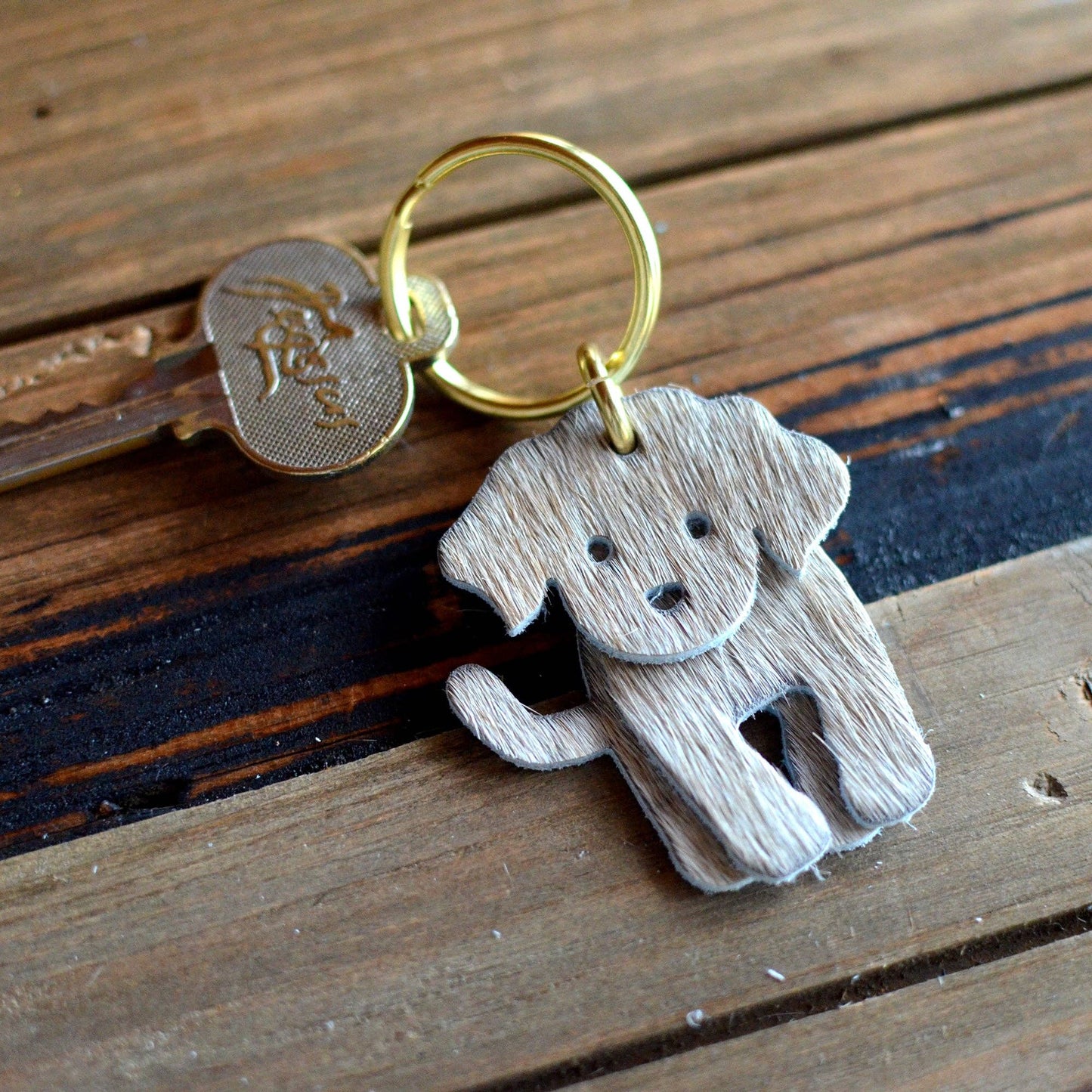 Dog Leather Keychain - Hair-On Leather (Hero Dog Collection)