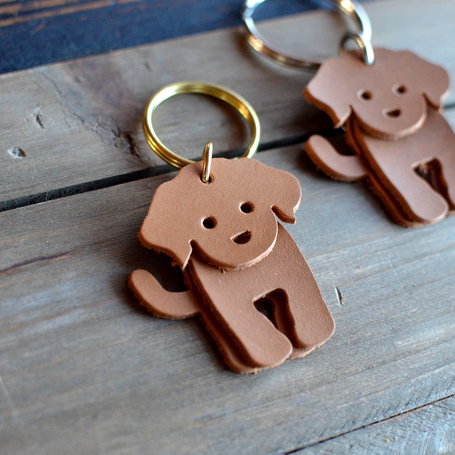 Dog Leather Key Ring - SOLID + SMOOTH Leather Options
