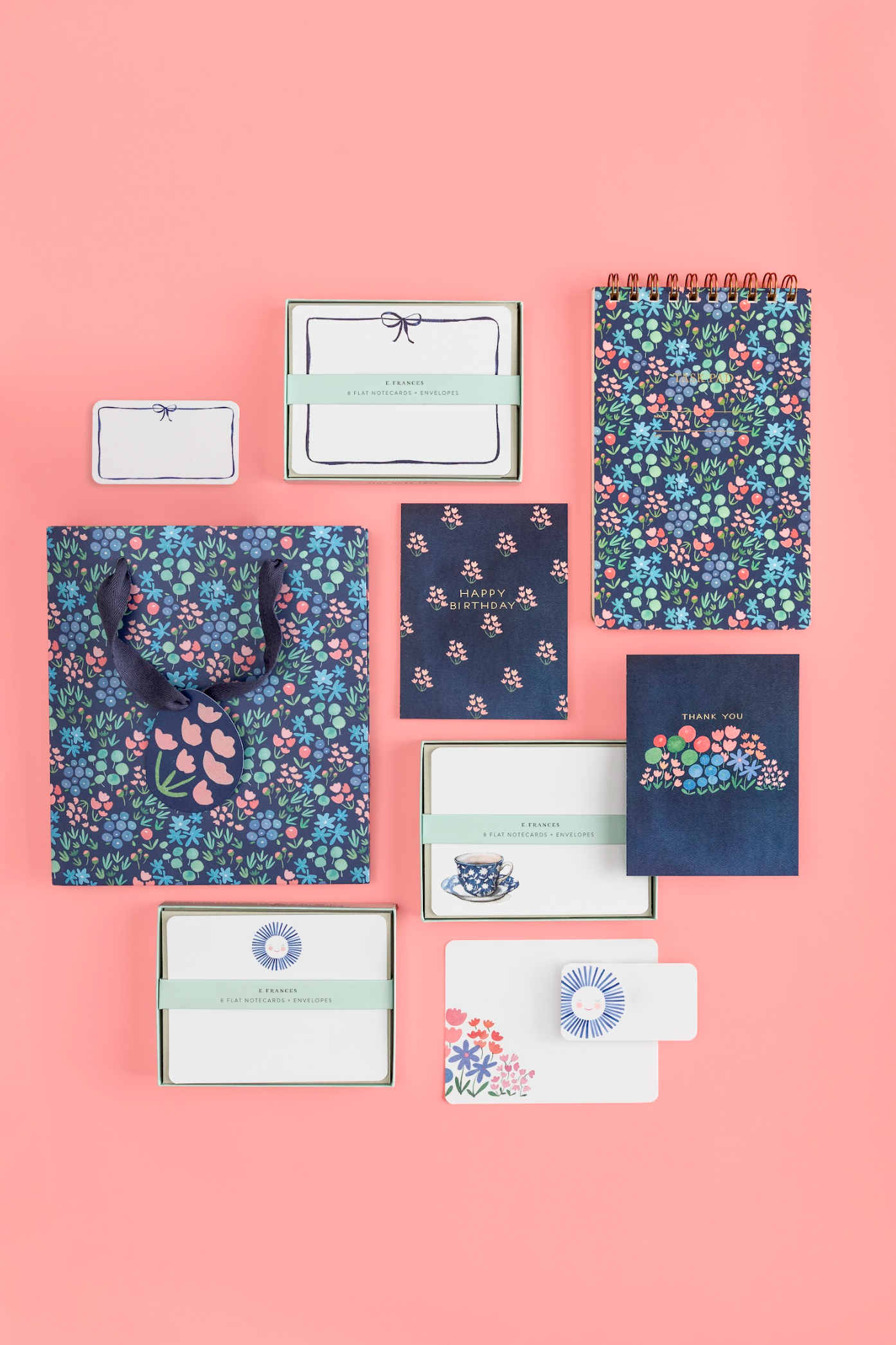 Dainty Block Print Navy Birthday Greeting Card