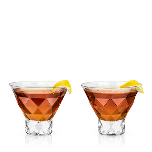Gem Crystal Stemless Martini Glasses Set of 2