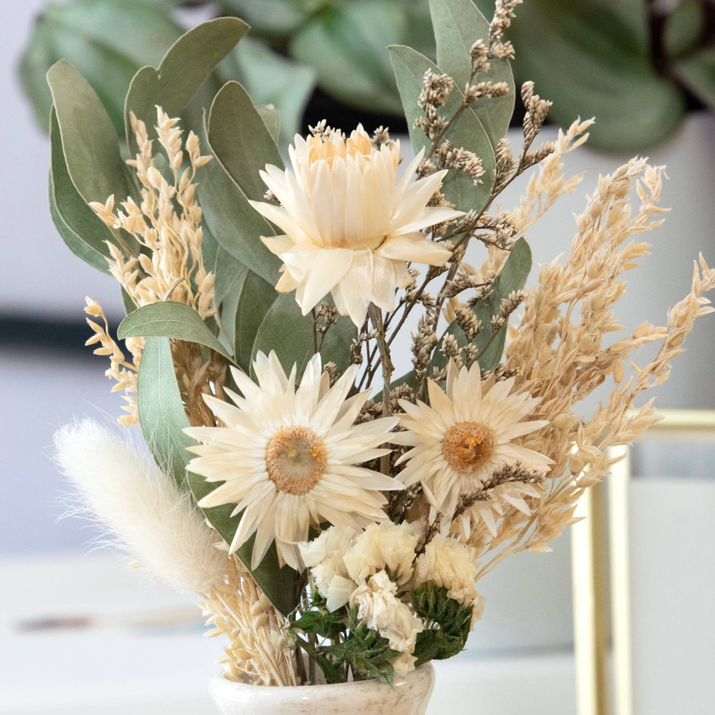 Ivory Strawflower Delicate Mini Bouquet #235