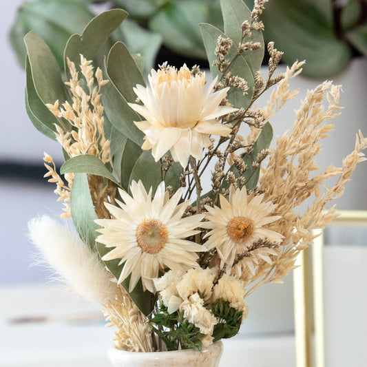 Ivory Strawflower Delicate Mini Bouquet #235