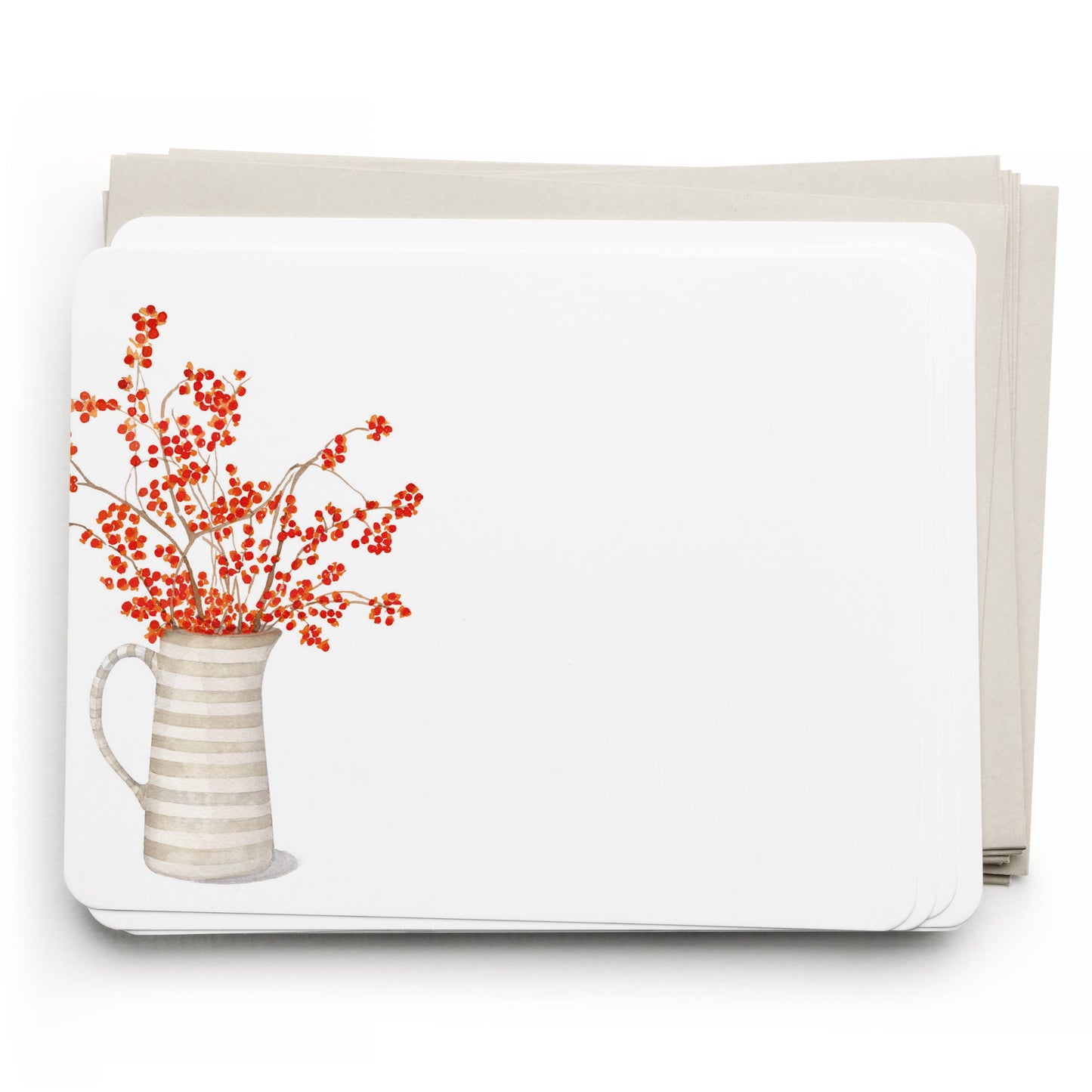 Autumn Berry Pitcher Flat Note Set | Fall Notecards