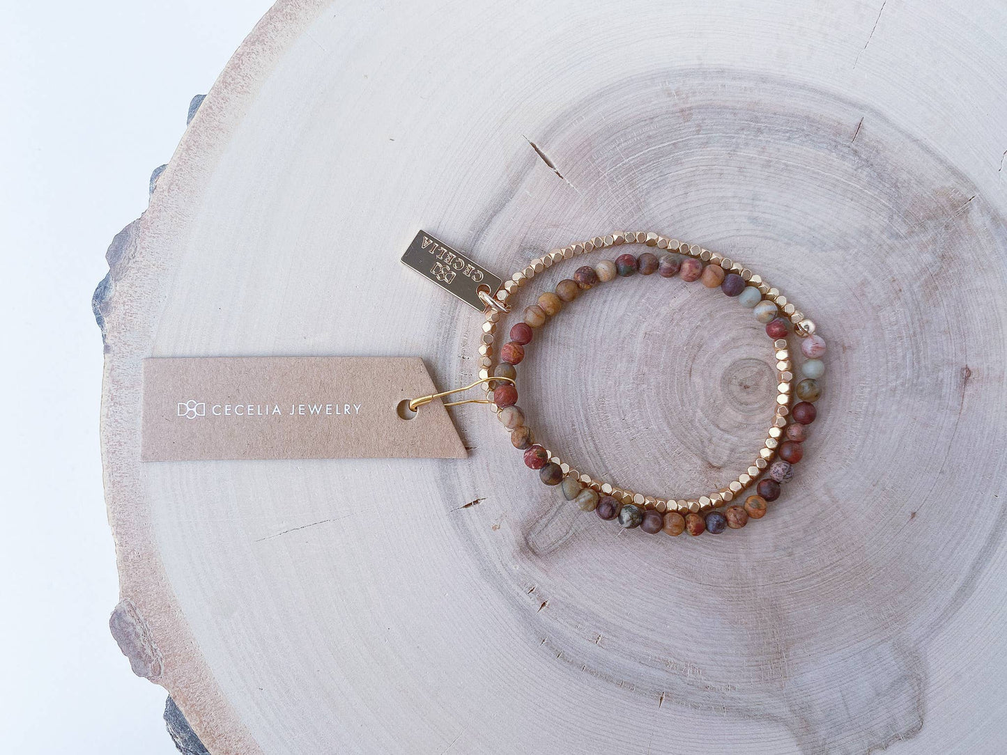 Gemstone Wrap Bracelet with Faceted Gold Beads