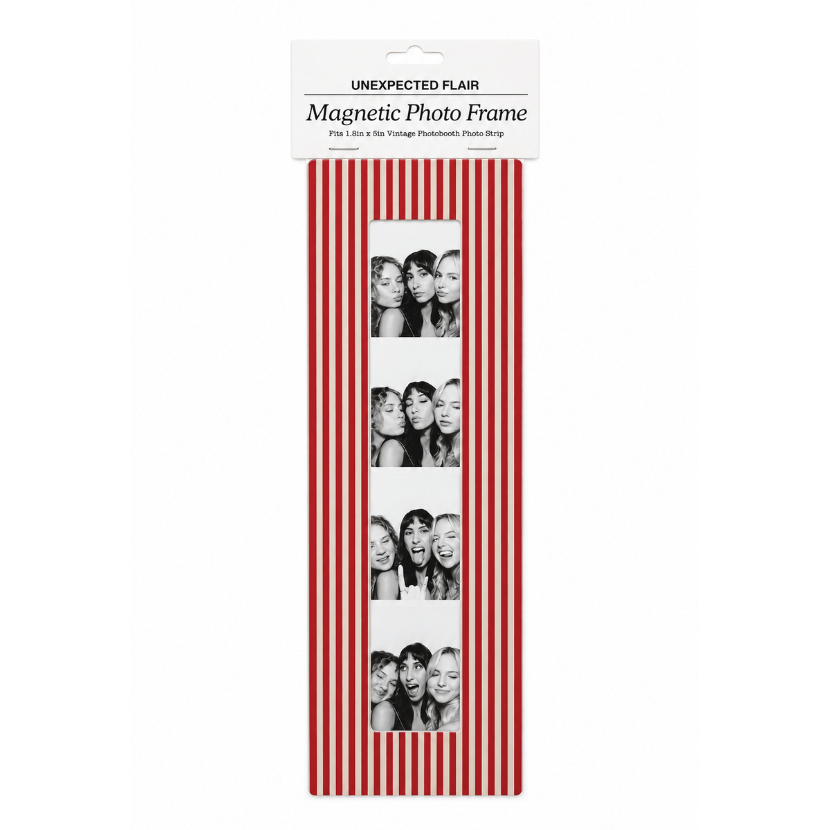 Magnetic Vintage Photobooth Frame - Red & Ivory Stripe