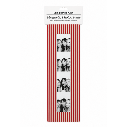 Magnetic Vintage Photobooth Frame - Red & Ivory Stripe
