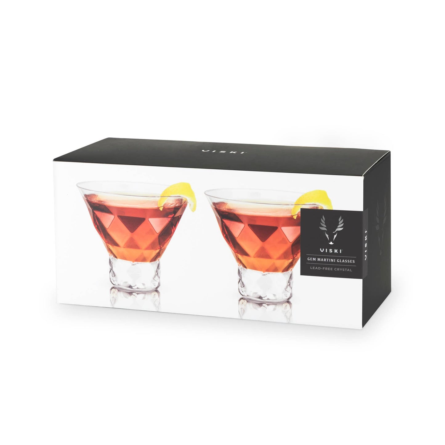 Gem Crystal Stemless Martini Glasses Set of 2