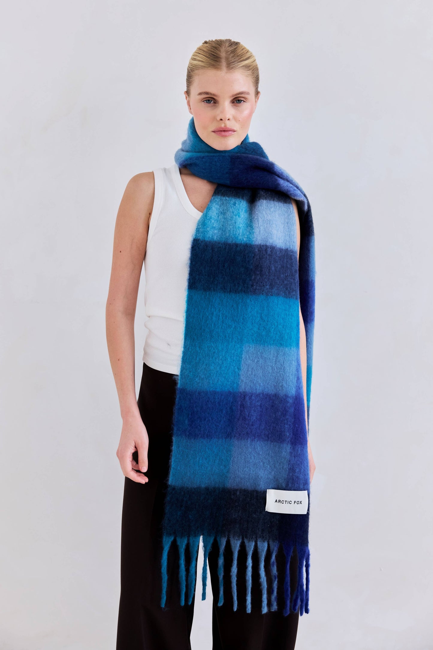 The Reykjavik Scarf - 100% Recycled - Blue Check - FW25