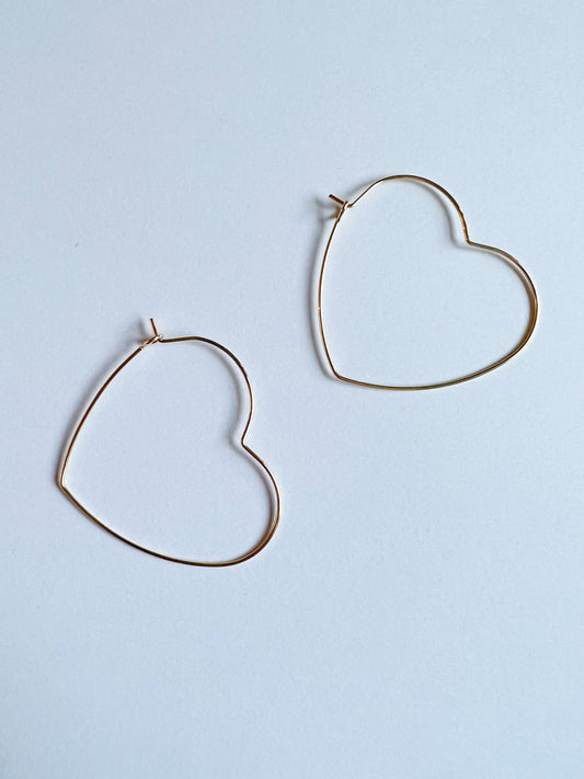 Gold Heart Hoops