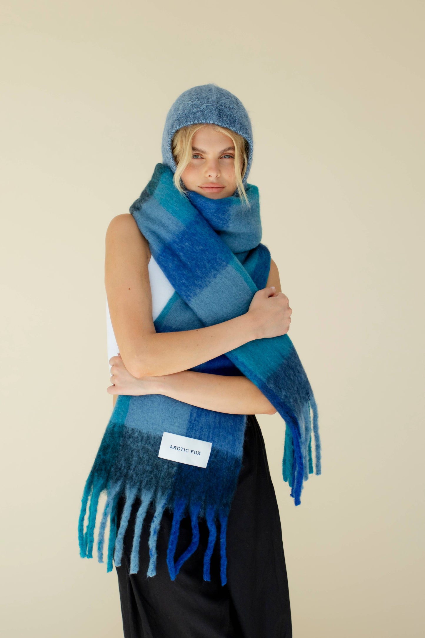 The Reykjavik Scarf - 100% Recycled - Blue Check - FW25