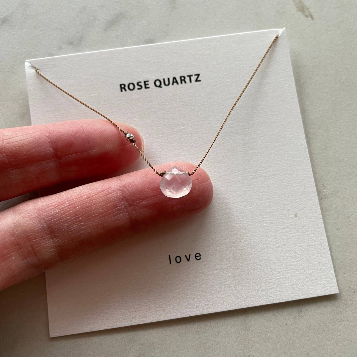 Rose Quartz Love Necklace, Gemstone Intention Necklace
